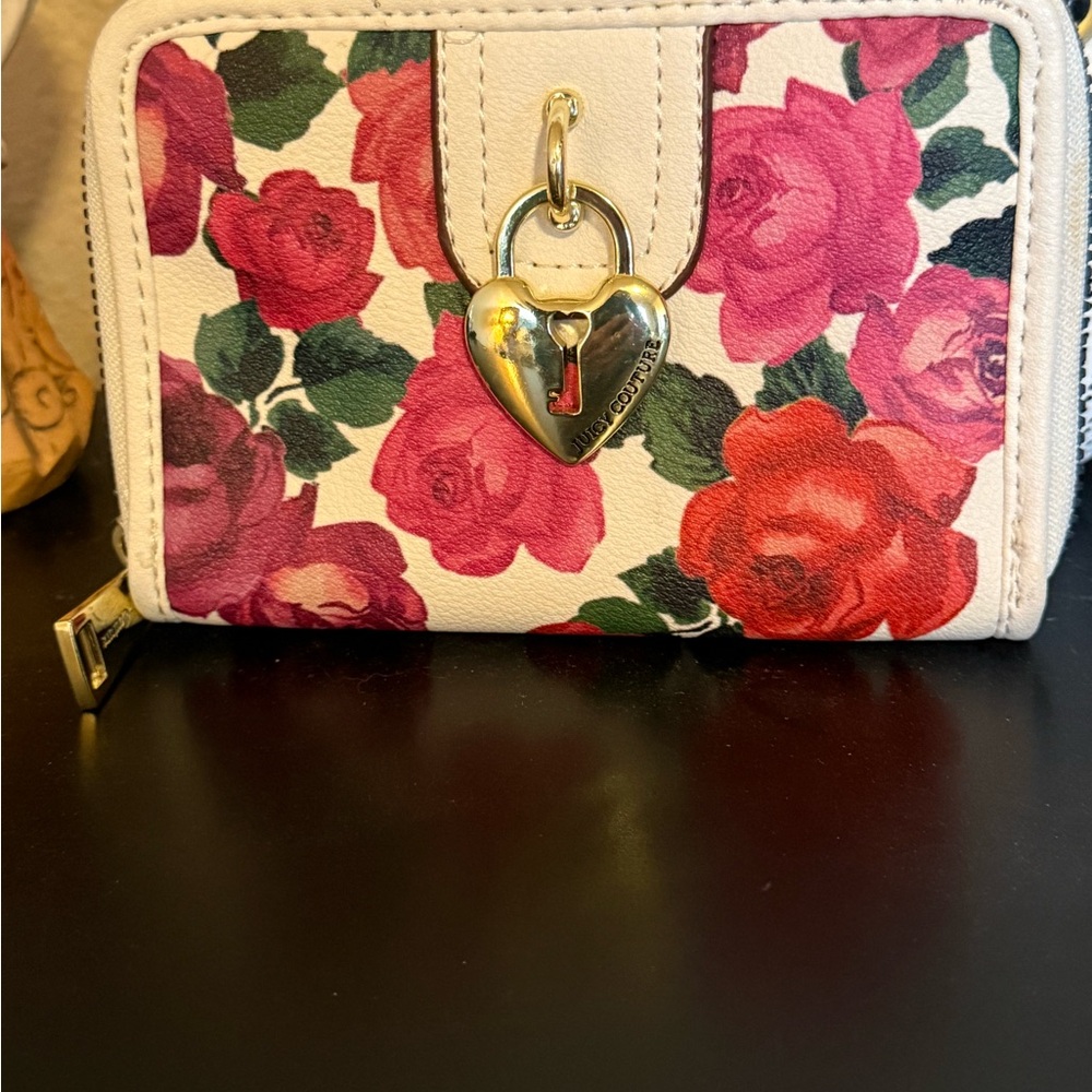 Juicy Couture Pink Floral Heart Wallet